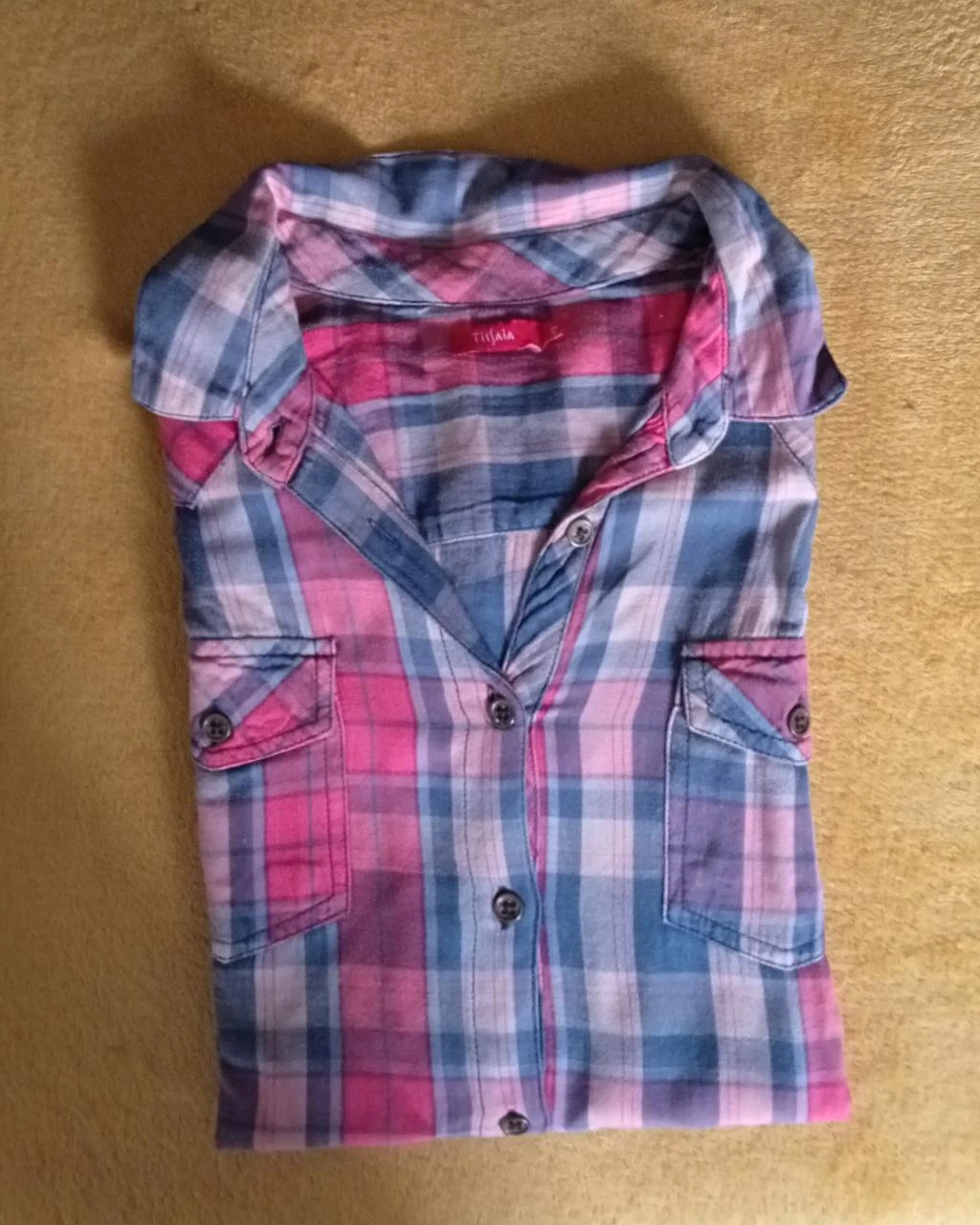 ⨠Chemise Ă Carreaux Corail Pâle TISSAIA â Taille L â¨